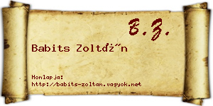 Babits Zoltán névjegykártya