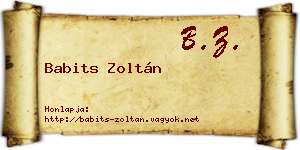 Babits Zoltán névjegykártya